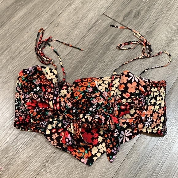 Free People Ava Reversible Floral Tie Micro Top             size XL - Picture 6 of 10